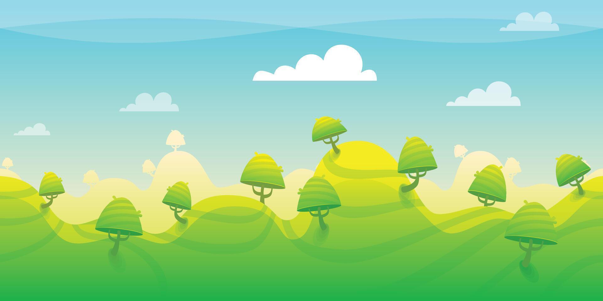 Cartoon Valley Hill Nature Game Background vector