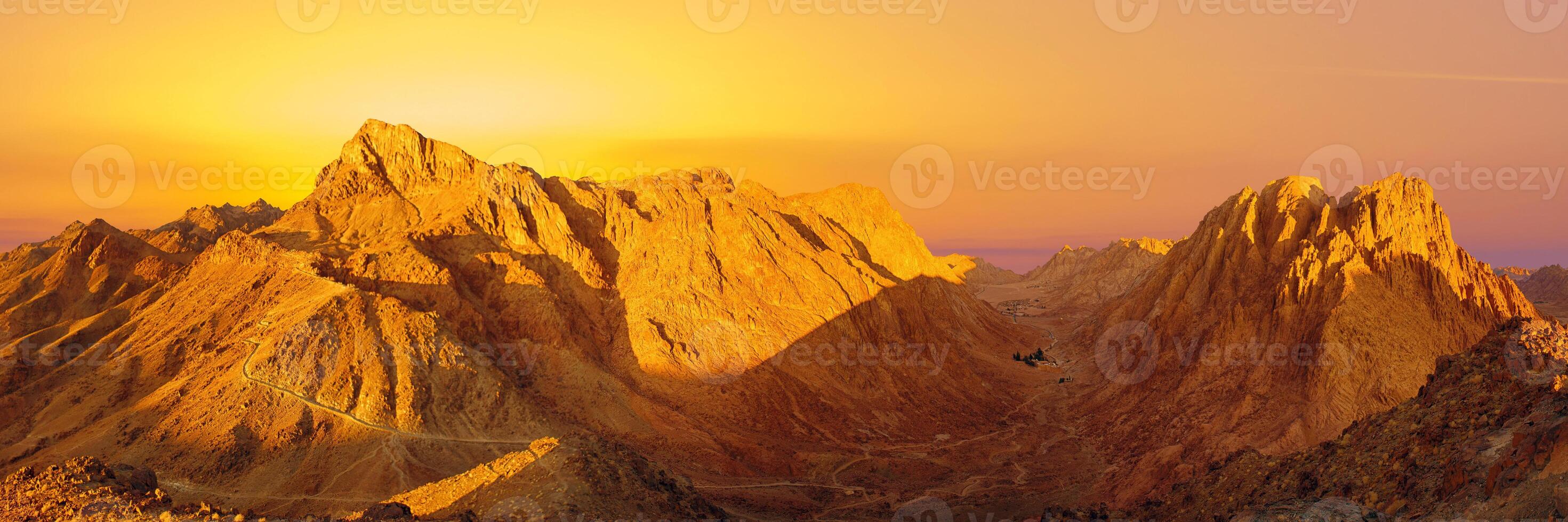 Amazing Sunrise at Sinai Mountain, Beautiful dawn in Egypt, Beautiful view from the mountain photo