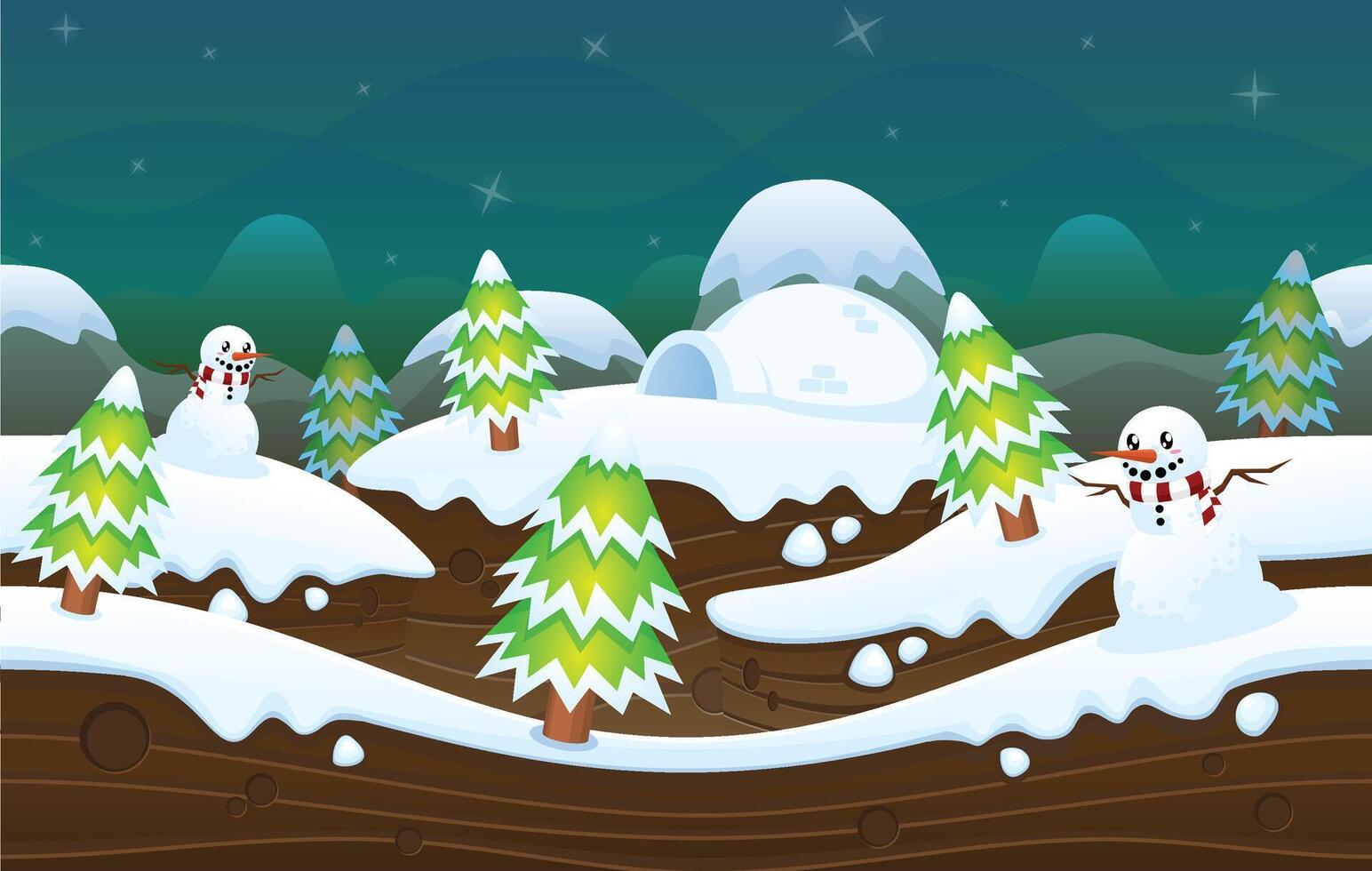 Snowy Winter Christmas Game Background vector