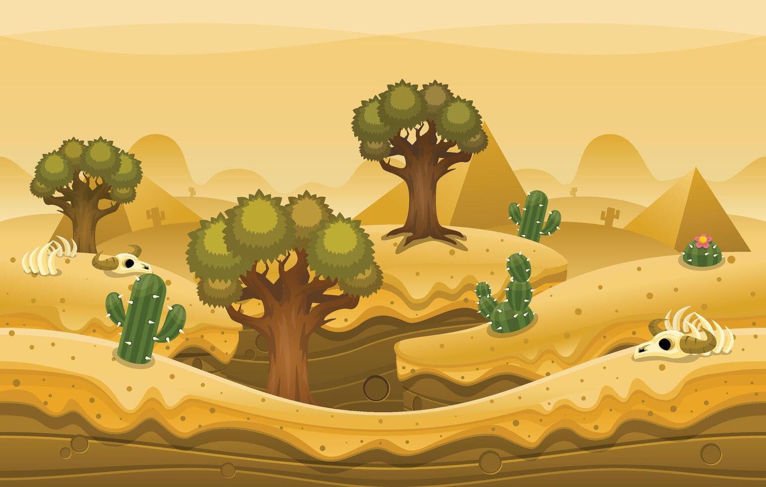 Desert Sand Wasteland Game Background vector