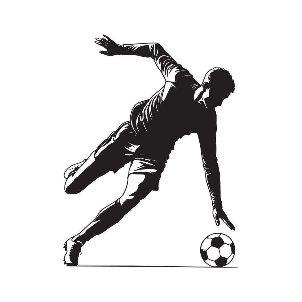 Dynamic Soccer Player Silhouette in Action vector