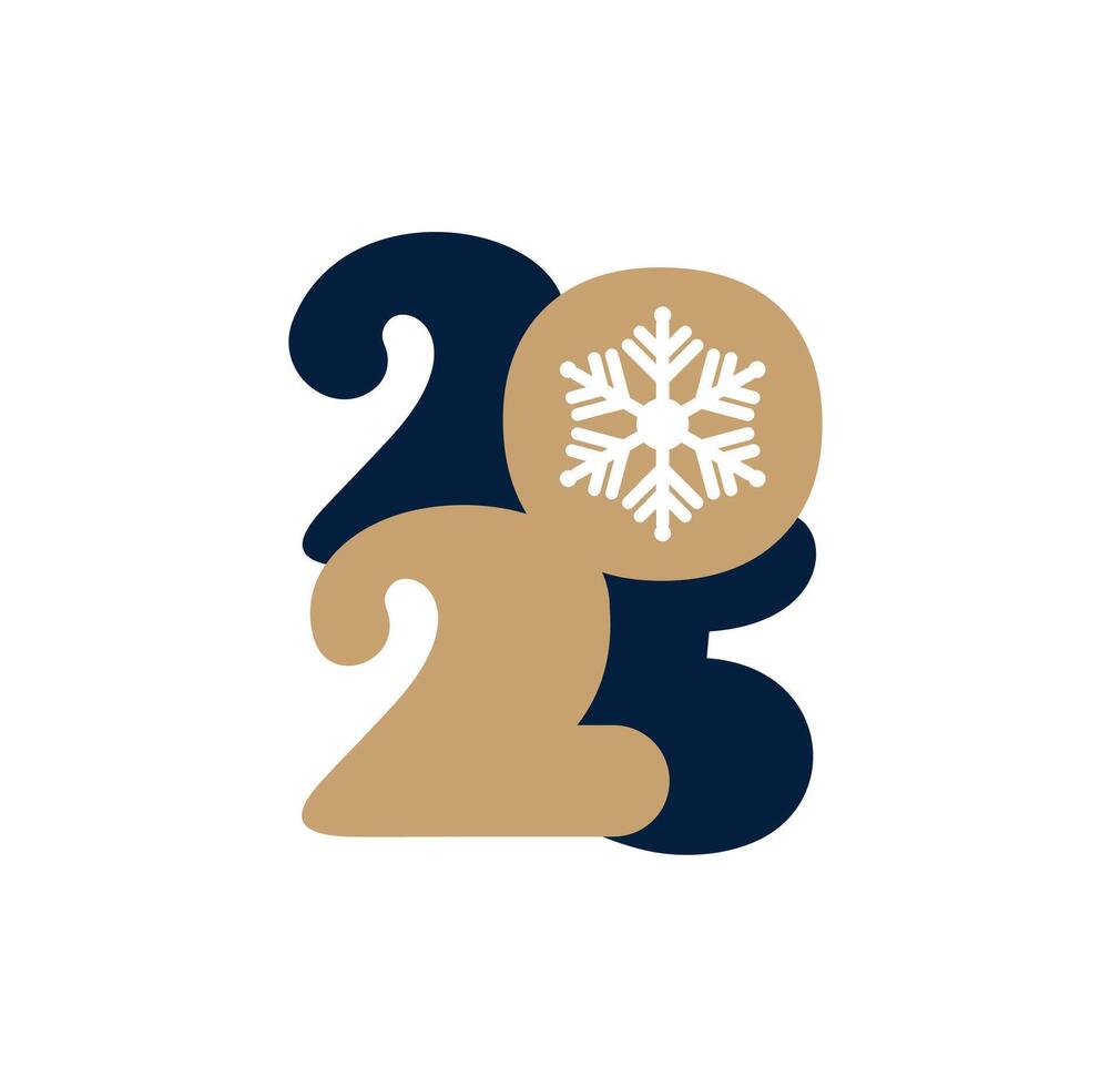 number text 2025 with fir snowflake vector