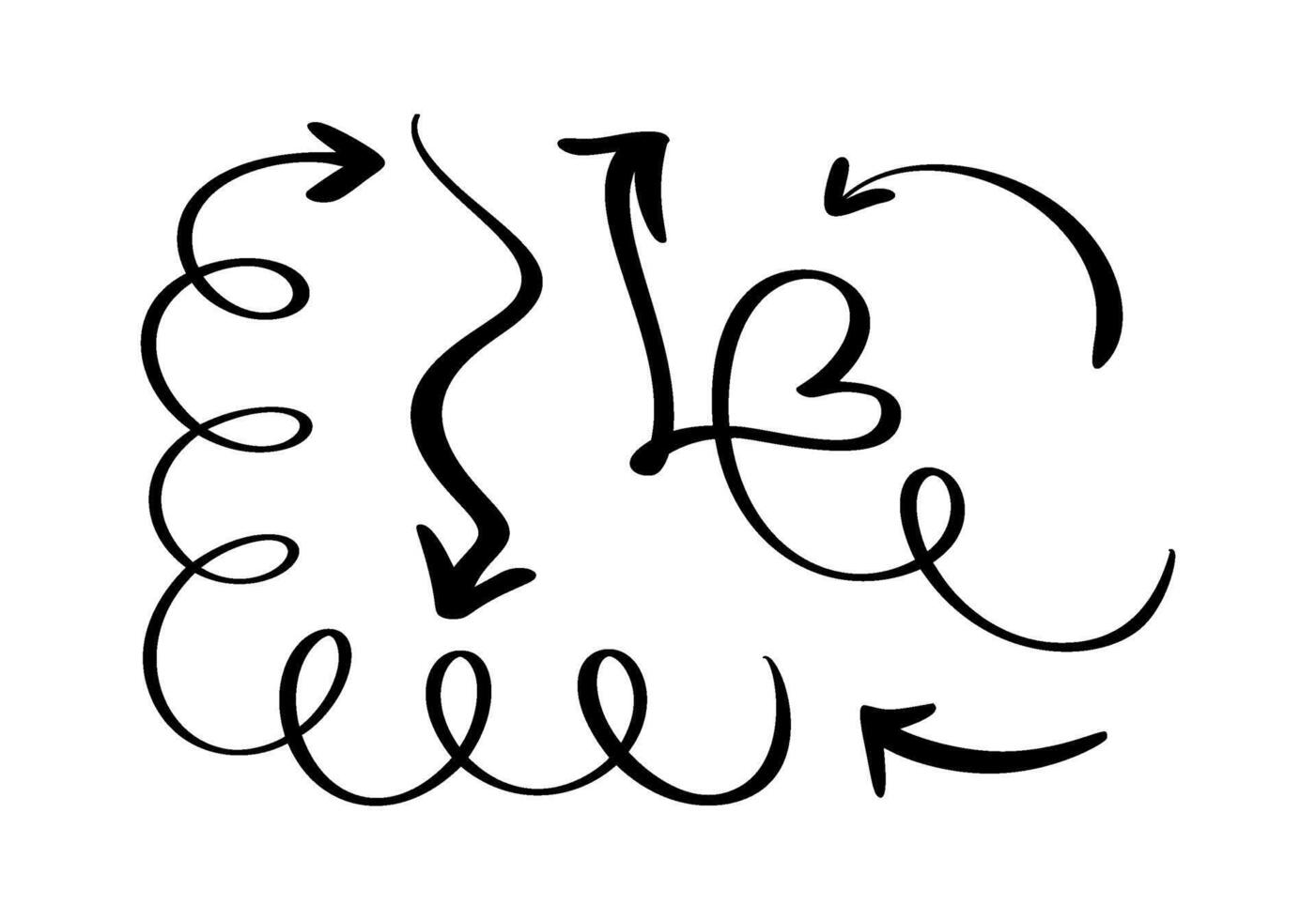 Set Curved Wavy Arrow. vector