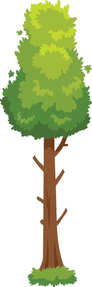 Vibrant green tree with a sturdy brown trunk and branches, stands tall against a white background, exuding a sense of natural beauty and tranquility vector