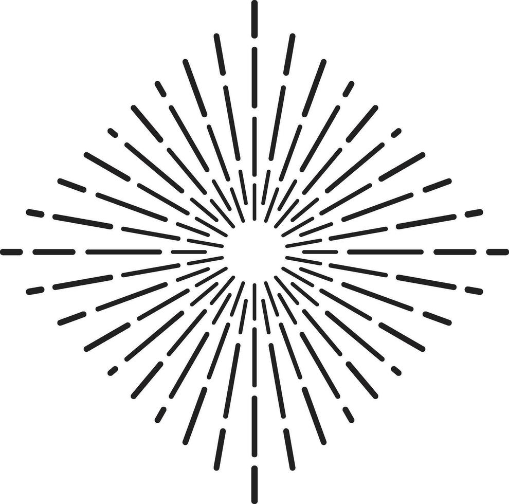 Captivating black and white sunburst design radiating retro charm, perfect for logos and web graphics. Timeless and elegant, exuding energy and power vector