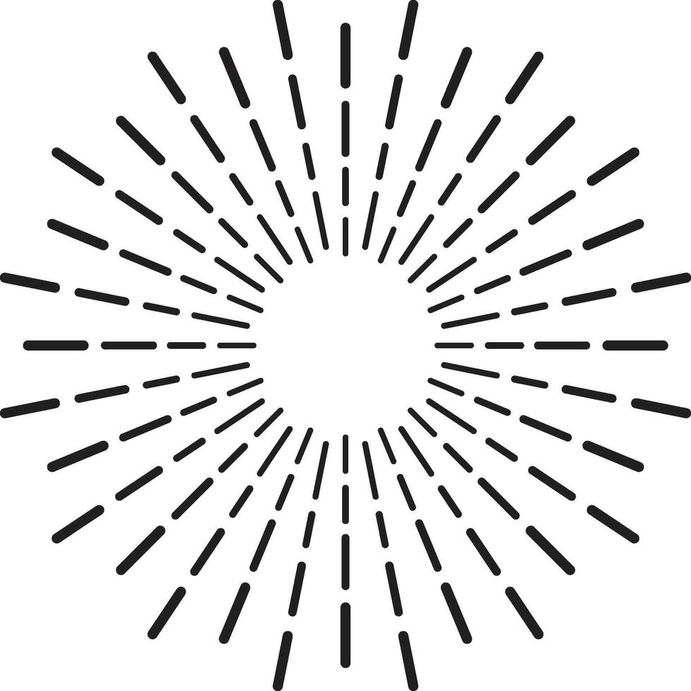 Retro sunburst or starburst design element radiating outward with black lines on white background, creating a vintage or abstract feel vector