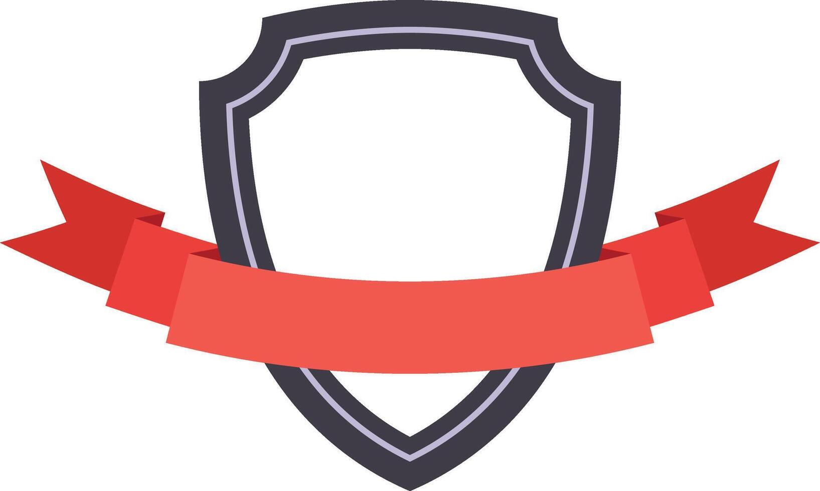 Grey shield with a red ribbon symbolizes security, trust, and protection, perfect for business branding and marketing vector