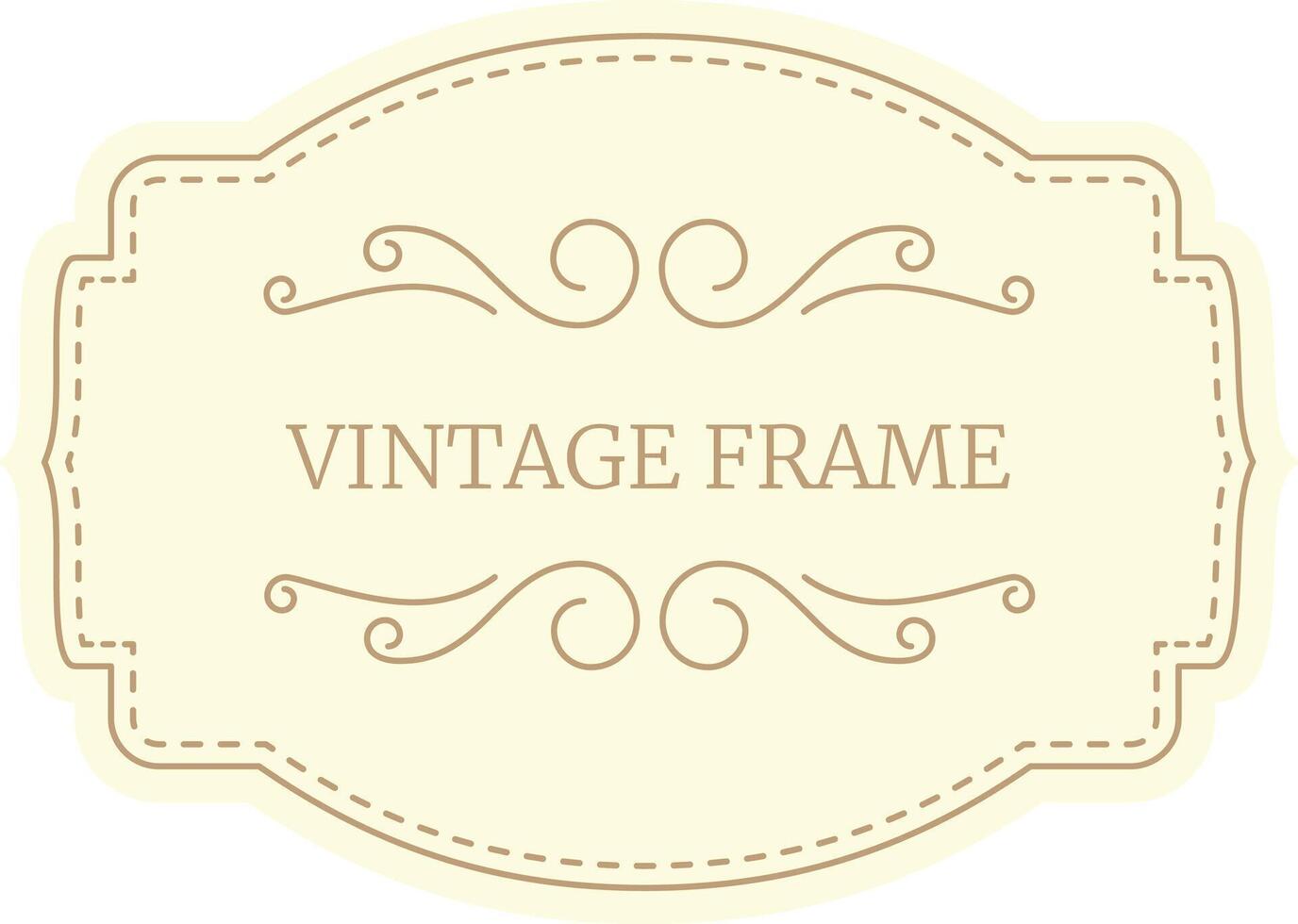 Vintage frame featuring elegant swirls and dotted lines on a beige background, providing a classic and decorative touch for various design projects vector
