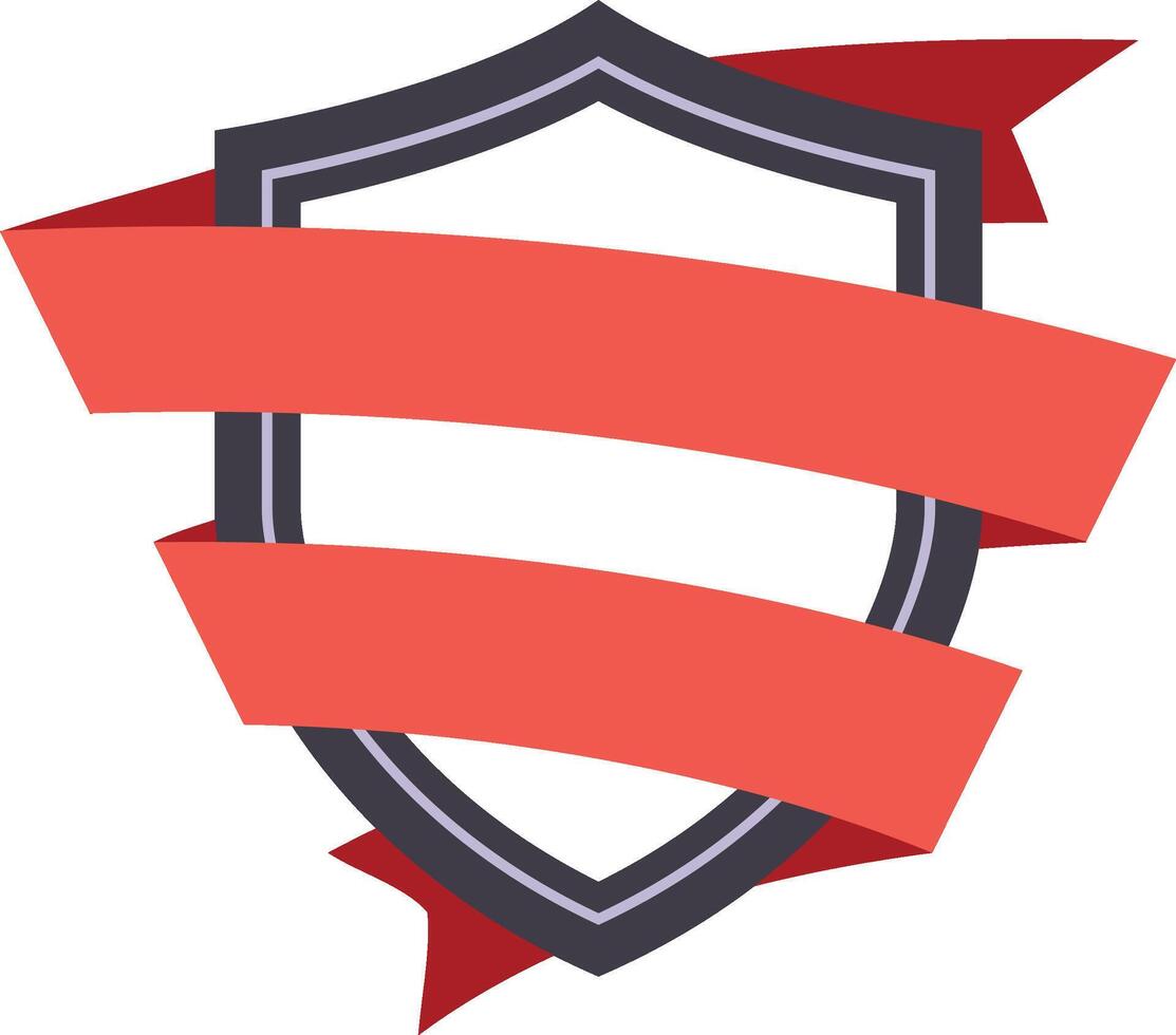 Two red ribbons wrapping a blank shield symbolize security, protection, and achievement, creating a versatile emblem suitable for various uses vector