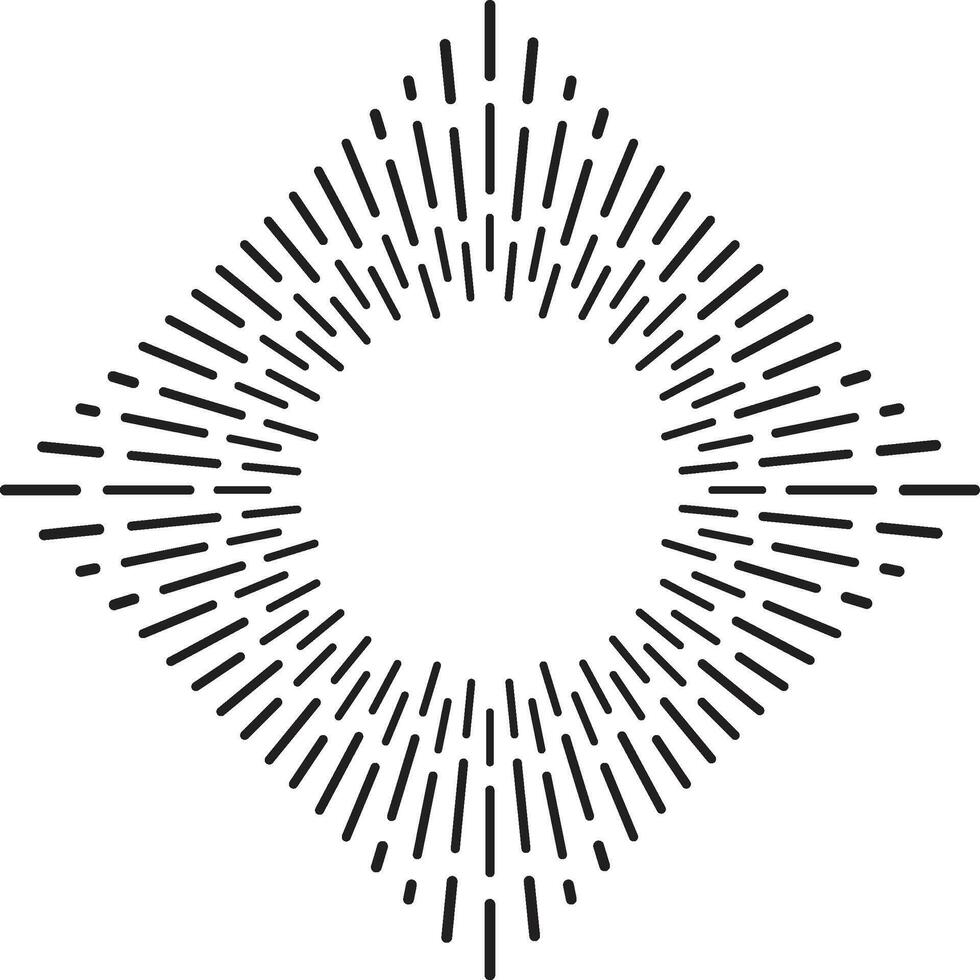 Captivating black lines radiate from a circular space, forming a mesmerizing diamond pattern. Modern, minimalist, and elegant, perfect for various creative projects vector