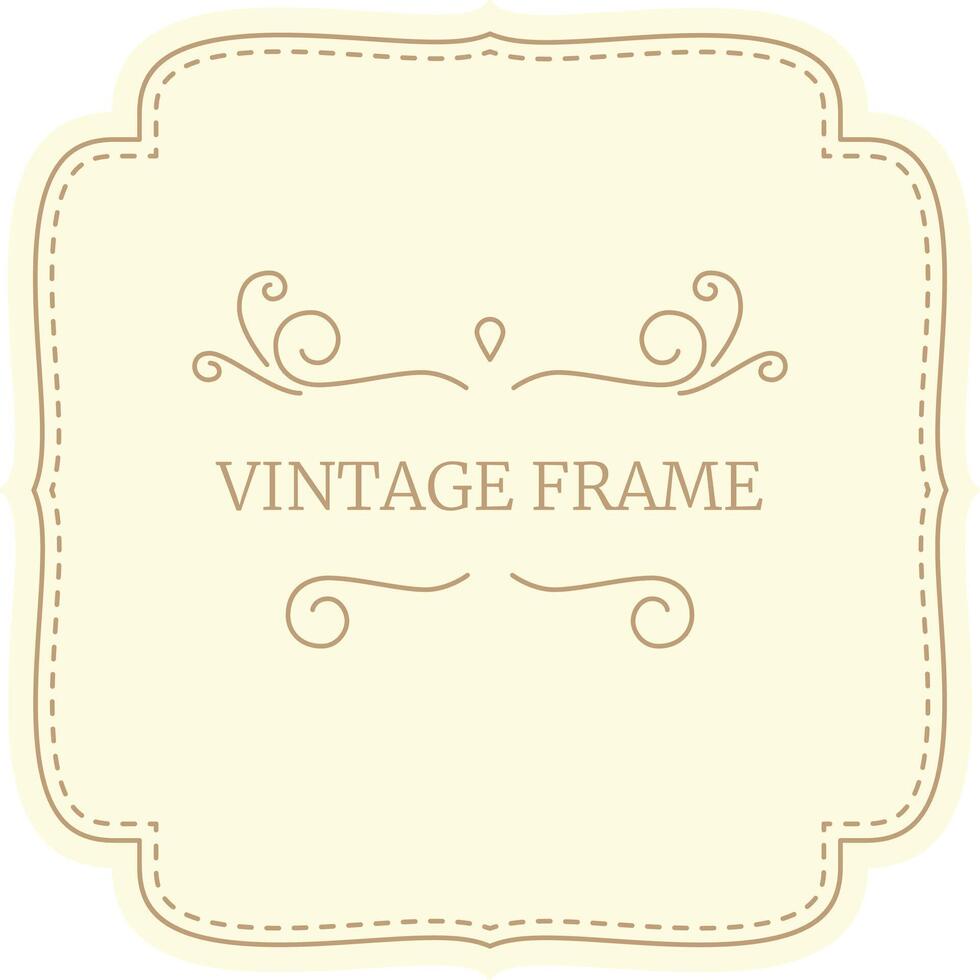 Vintage frame with elegant ornaments is providing copy space on a light yellow background, perfect for adding a touch of classic style vector