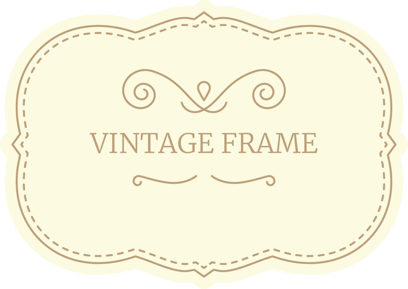 Vintage frame with elegant swirls and a decorative border creates a sophisticated design element on a pastel yellow backdrop, evoking a sense of classic charm and timeless style vector