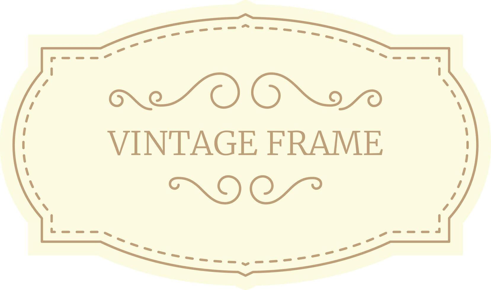 Elegant vintage frame with swirls adding a touch of classic charm to a light yellow background, perfect for labels, invitations, or scrapbooking projects vector