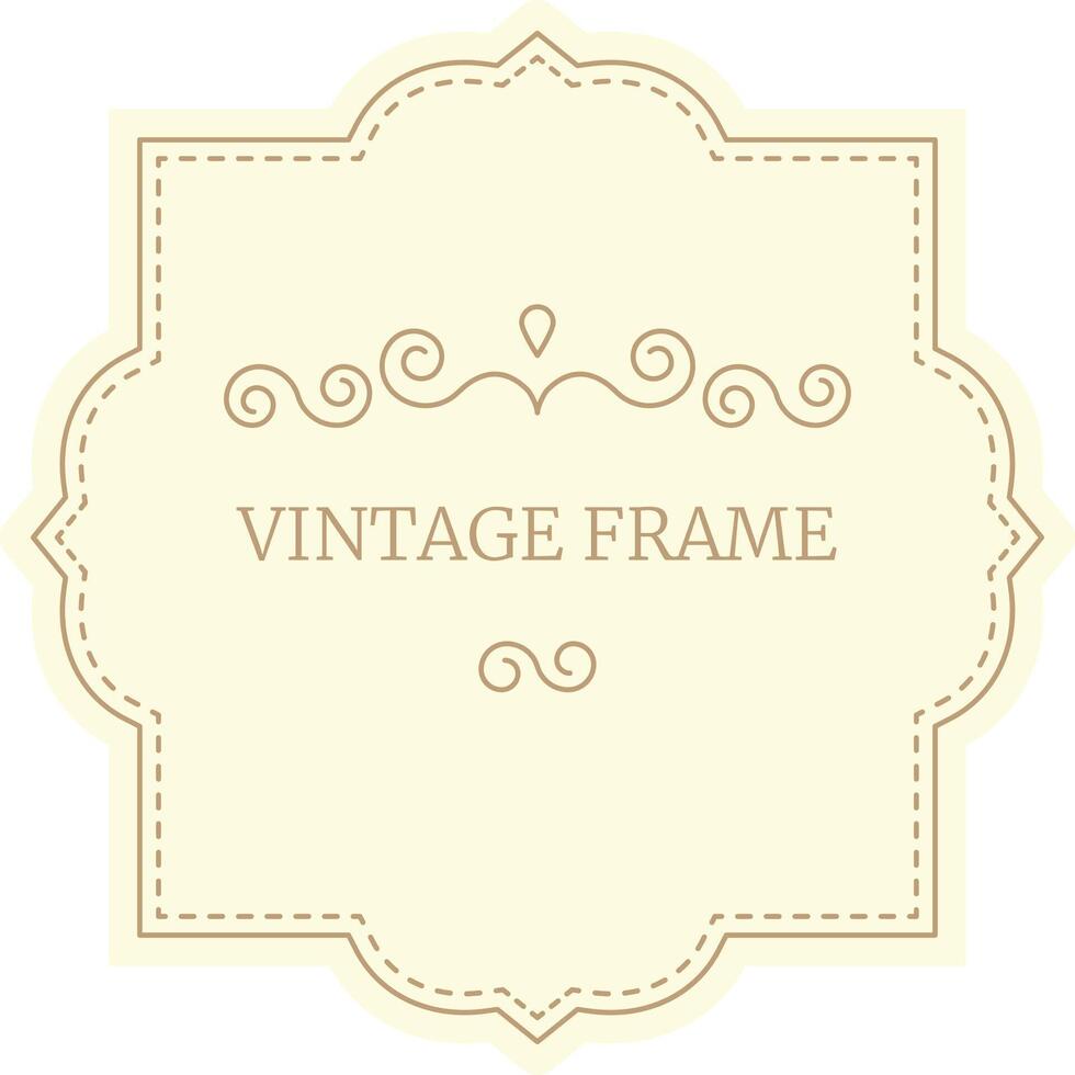 Elegant vintage frame with swirling lines and dotted edges on a pastel yellow background, adding classic charm to any design vector