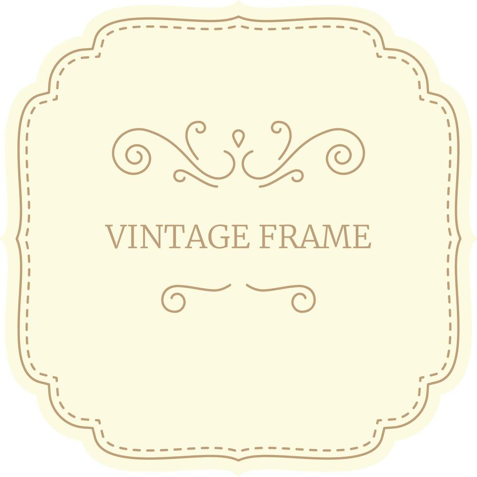 This elegant vintage frame features delicate flourishes and a pastel yellow background, creating a sophisticated and timeless design vector