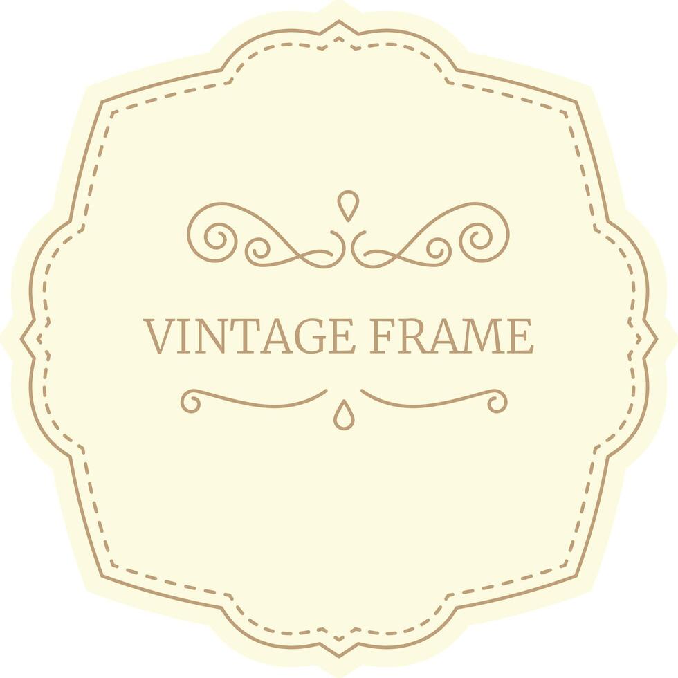 This elegant vintage frame features delicate swirls, flourishes, and a pastel yellow background, creating a sophisticated and timeless design vector