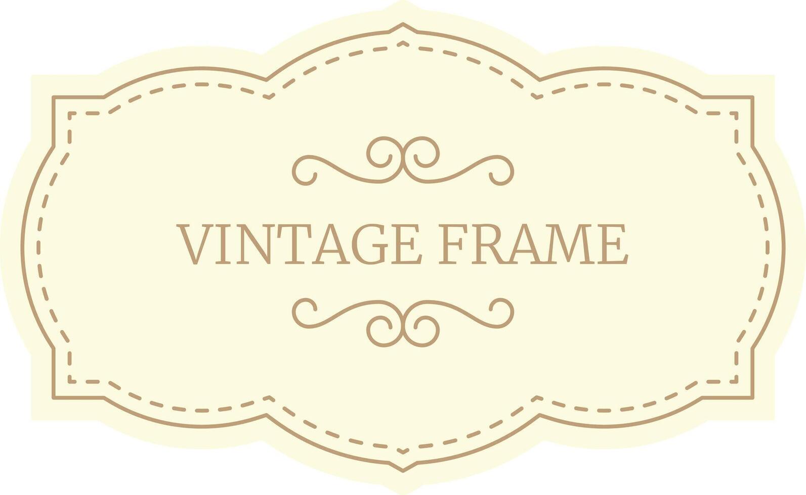 Elegant vintage frame features decorative flourishes on a pastel yellow background, providing a classic and ornate design for various projects vector
