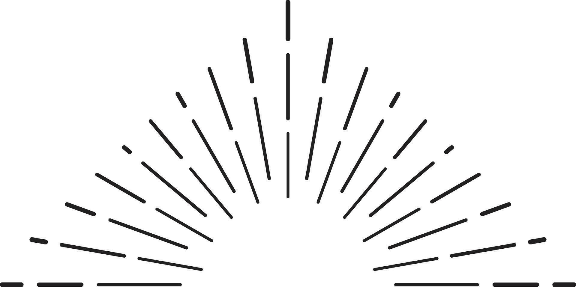 Light rays burst from the bottom center. Creating a sleek half circle shape in this modern black and white illustration vector