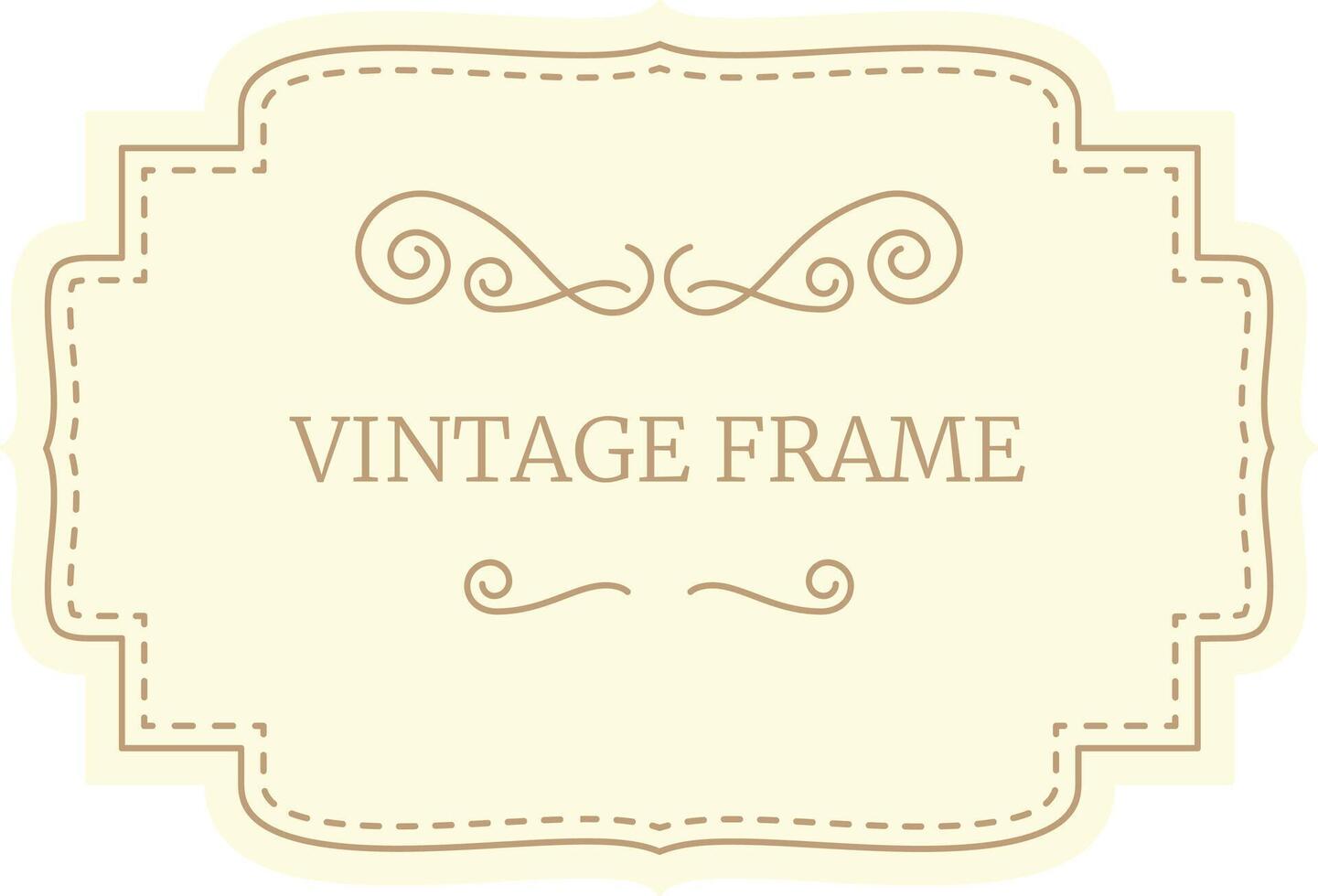 Elegant vintage frame featuring decorative swirls and a stitched border, creating a classic and sophisticated design element vector