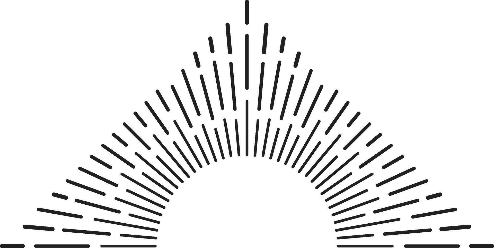 Captivating semicircular lines on white background create modern, minimal design with elegant black and white contrast. Perfect for posters, banners, or website backgrounds vector