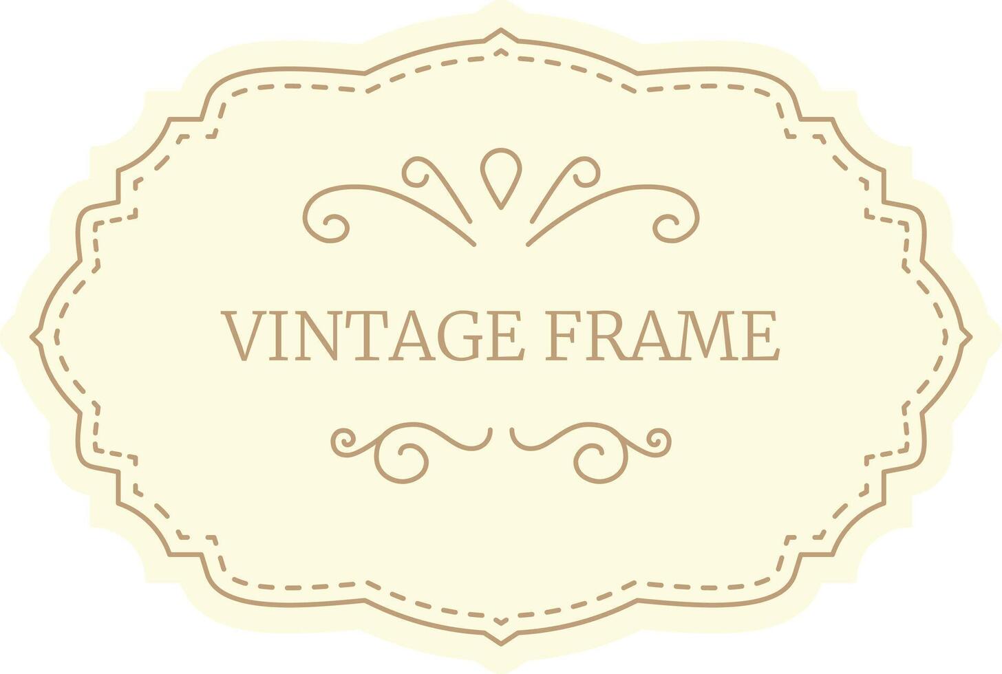 Elegant vintage frame featuring decorative swirls and a dotted border, set against a soft light yellow background, creating a classic and sophisticated design vector