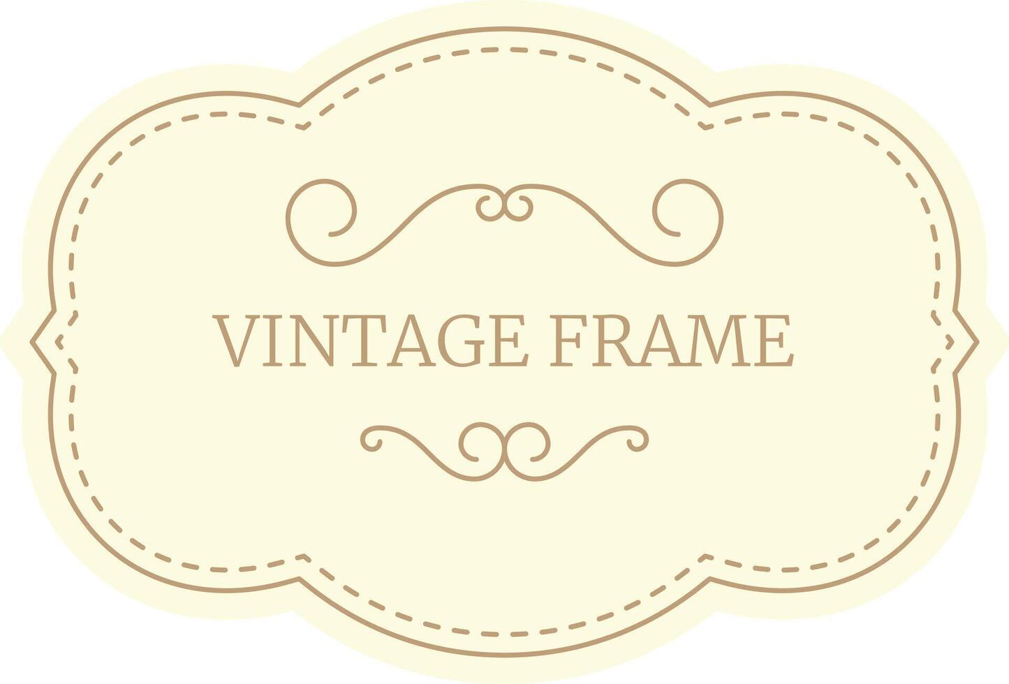 Vintage frame features elegant swirls and a dotted line border, creating a classic and decorative design on a cream background, perfect for adding a touch of timeless charm vector