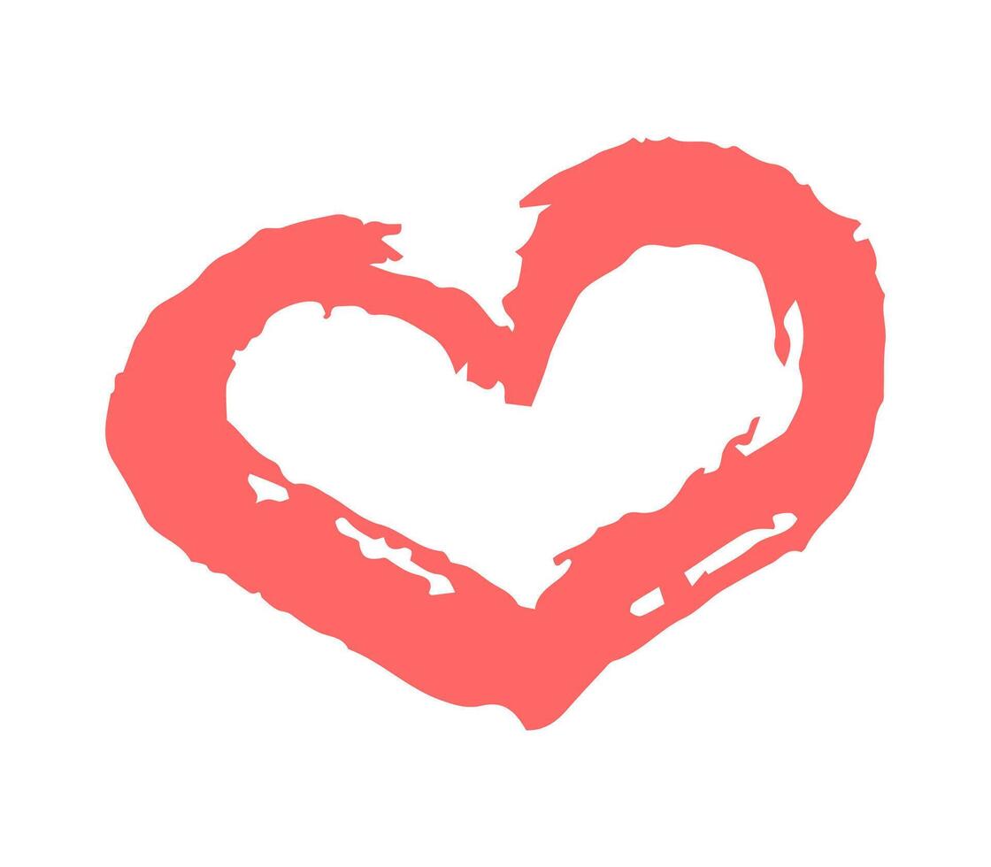 Ink doodle single heart. Marker hand drawn pencil heart shape. Love, kiss. Charcoal symbol of love. Red design element for Valentine Day isolated on white background vector