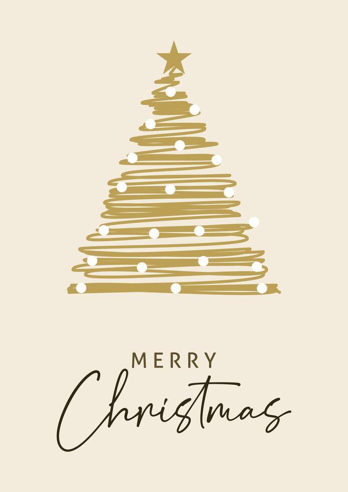 Christmas card design with scribbled tree design vector