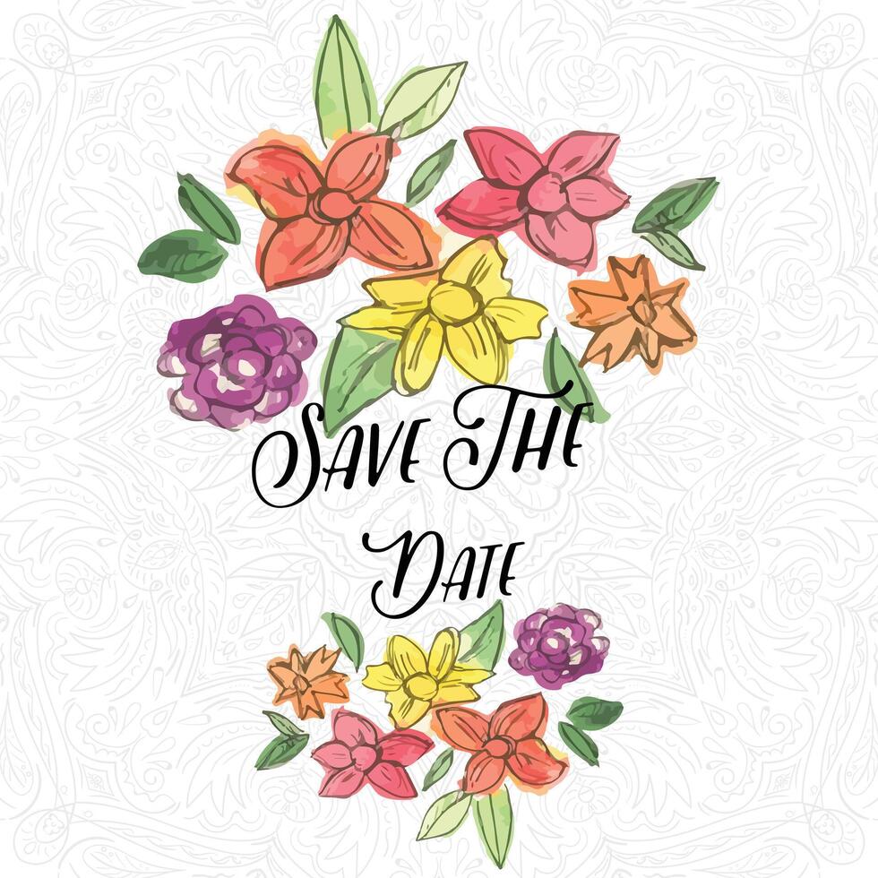 Save the date water color wedding card illustration vector