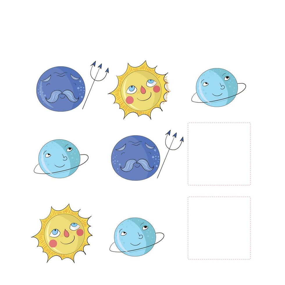 Educational game for child draw the missing cartoon doodle hand drawn illustration vector