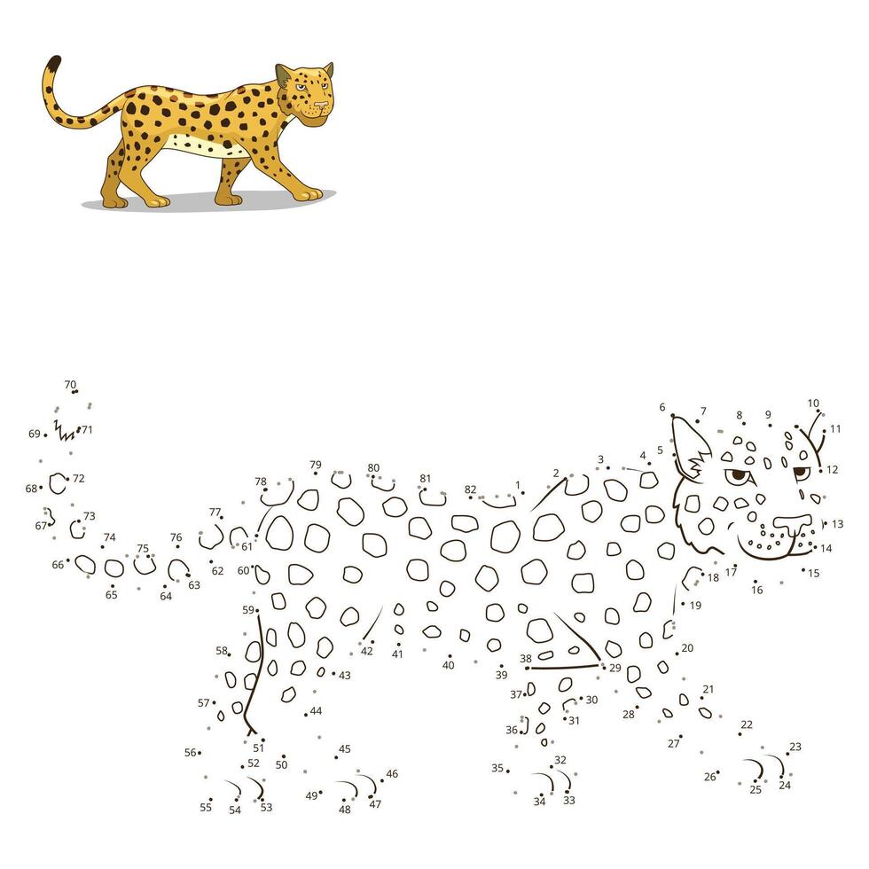 Connect the dots to draw the animal educational game for children leopard illustration vector