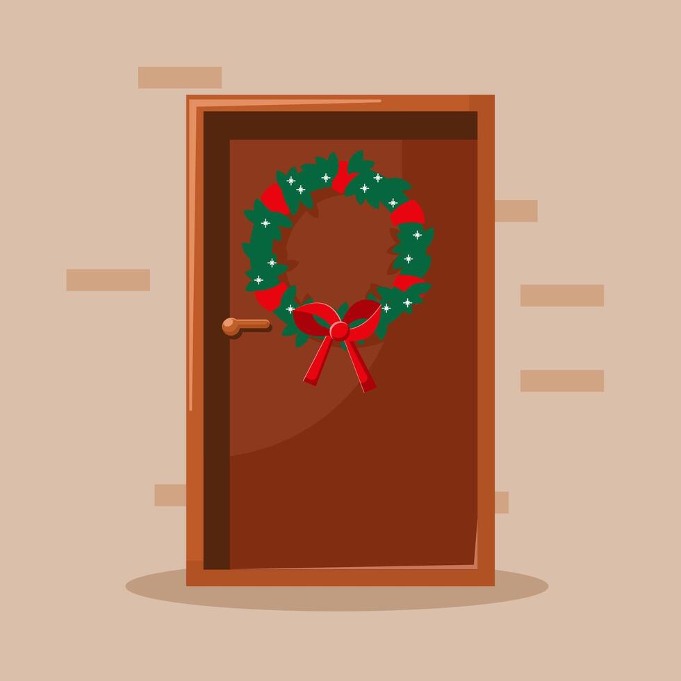 Flat illustration christmas with decoration door vector