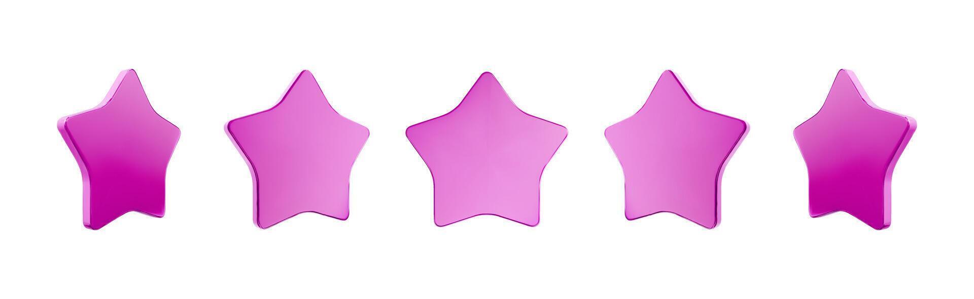 Pink star rating icons on white background for reviews and feedback. vector