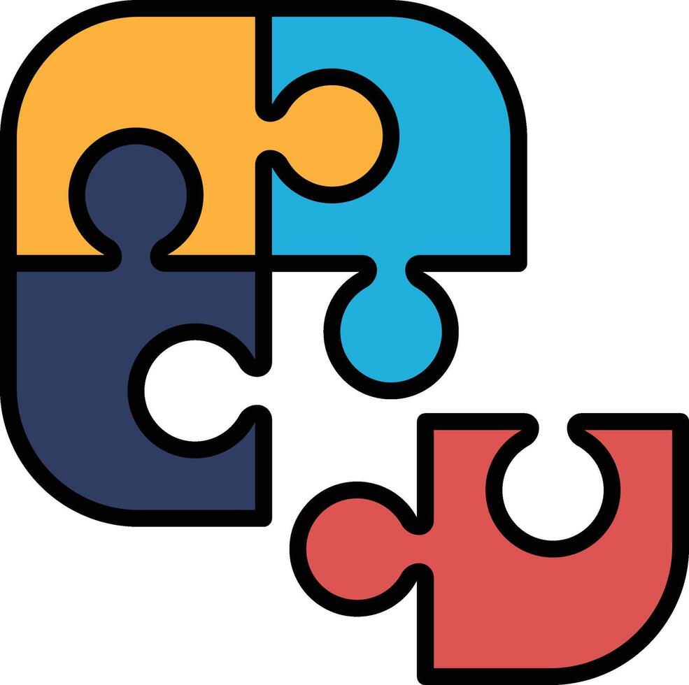 A puzzle piece with a blue and red piece in the middle vector
