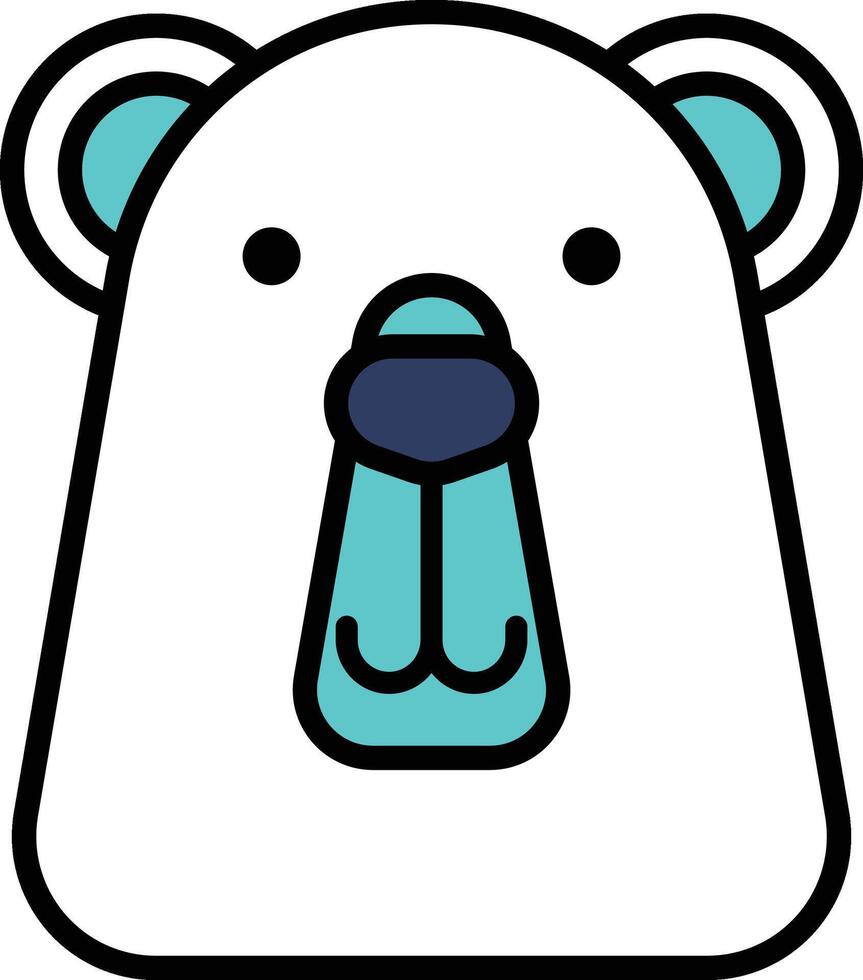 A cartoon polar bear with blue eyes and a blue nose vector