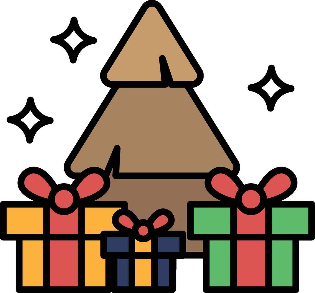 A Christmas tree with presents underneath it vector