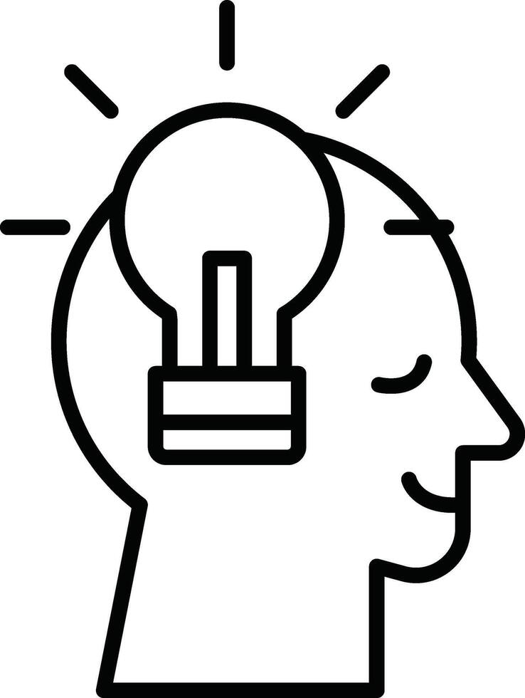 A cartoon head with a light bulb on top of it vector