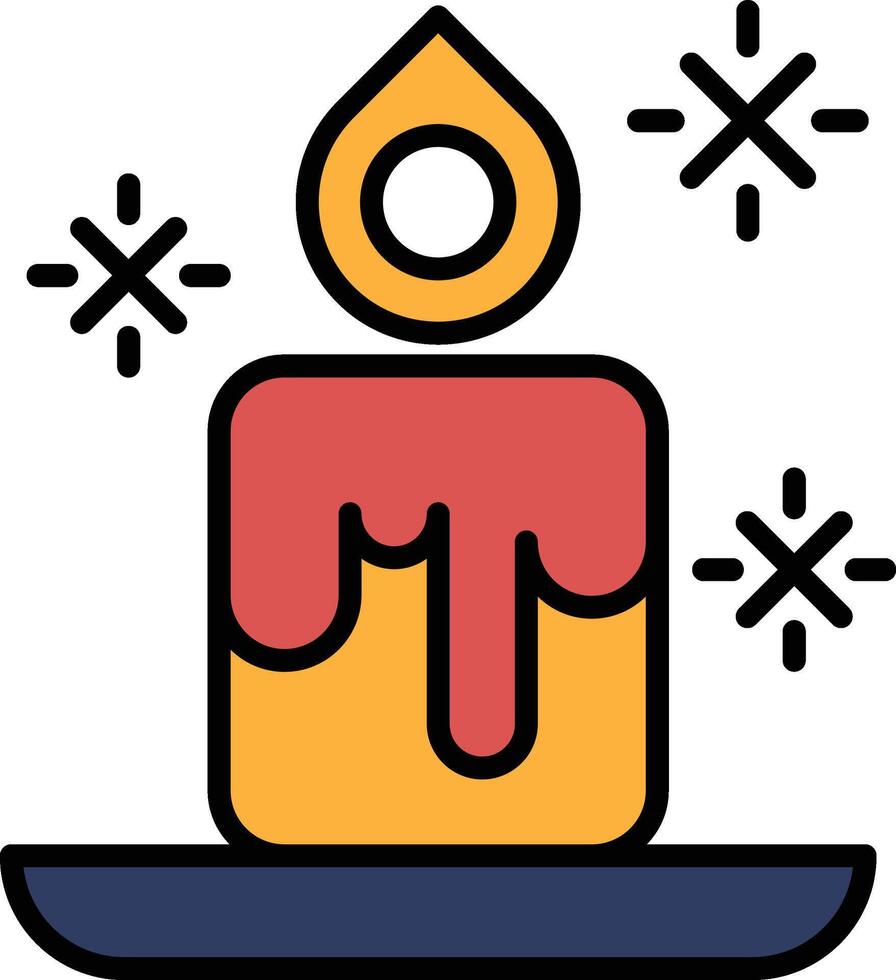 A candle with a red wax dripping from it vector