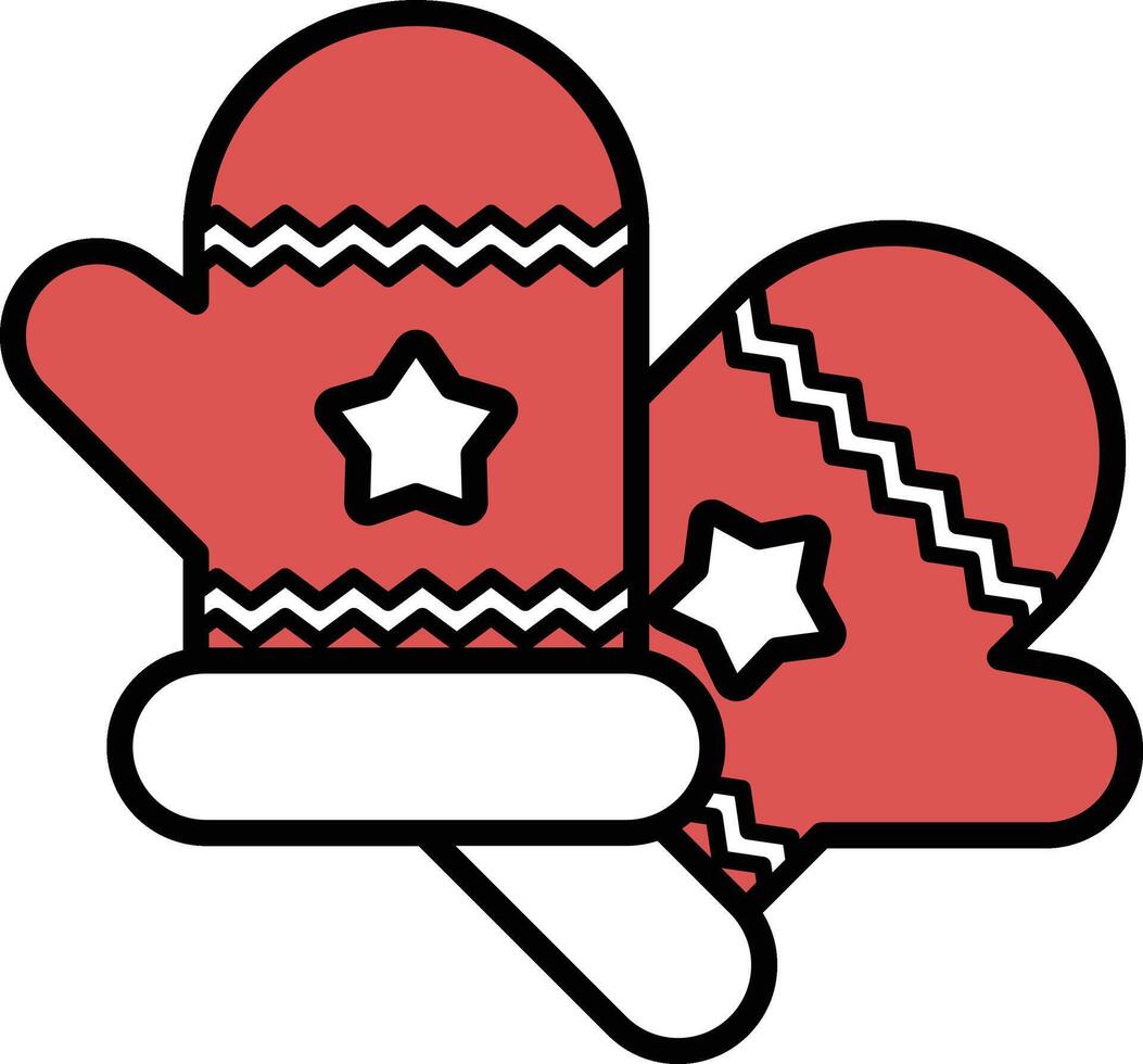 Two red mittens with stars on them vector