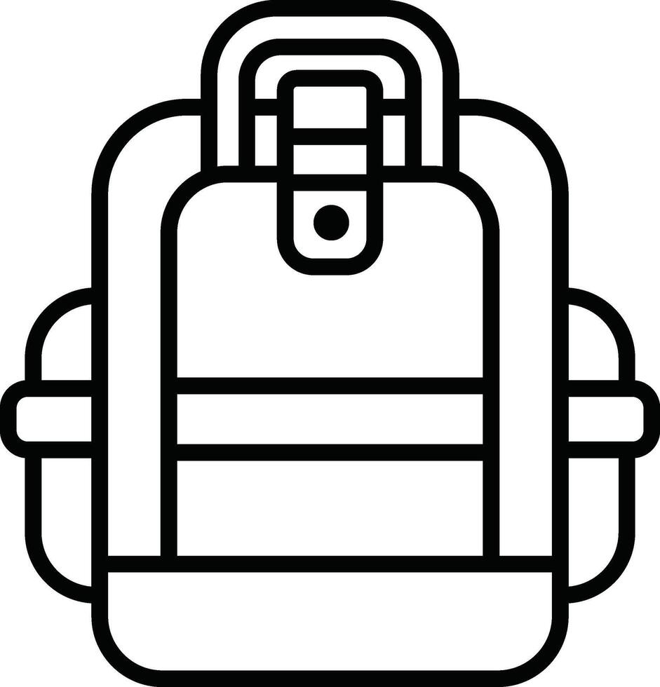 A black and white backpack with a strap vector