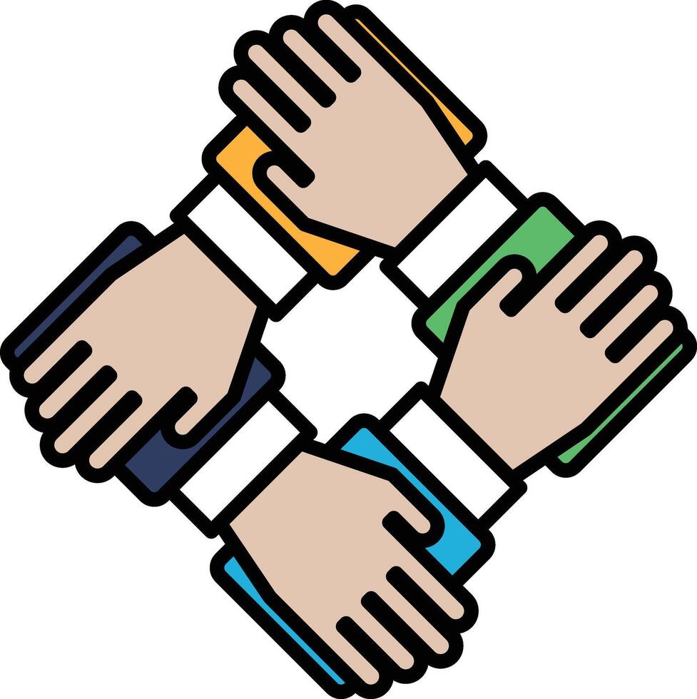 A hand is shown in a square with other hands vector
