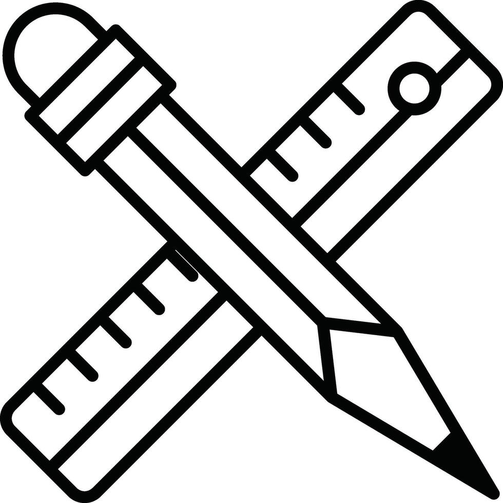 A pencil and a ruler are drawn together vector