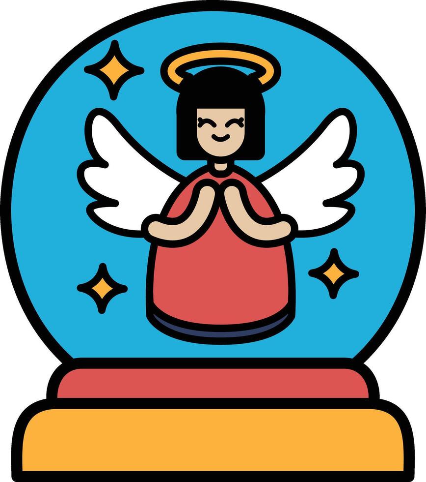 A cartoon of a woman with wings and a smile on her face vector