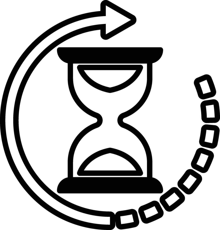 Illustration of hourglass and arrow in line drawing style vector