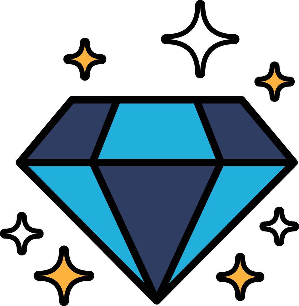 Illustration of diamonds and sparkles in line drawing style vector