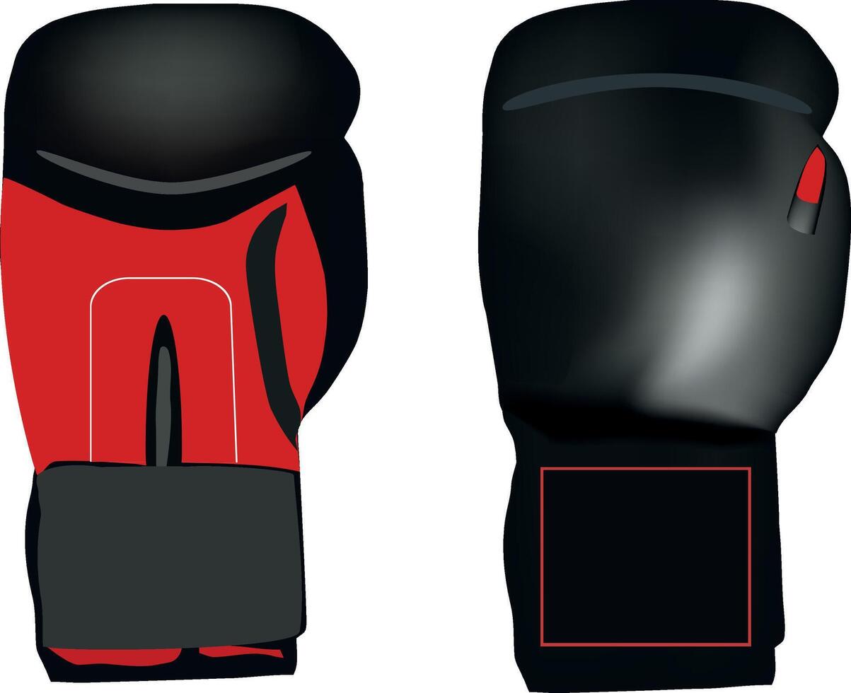 A pair of boxing gloves with red and black trims vector