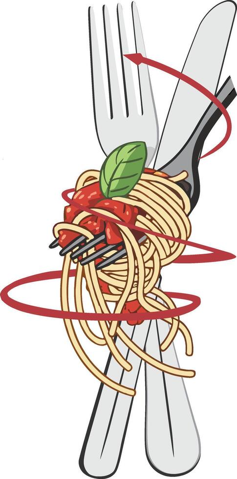 Spaghetti and fork clipart vector