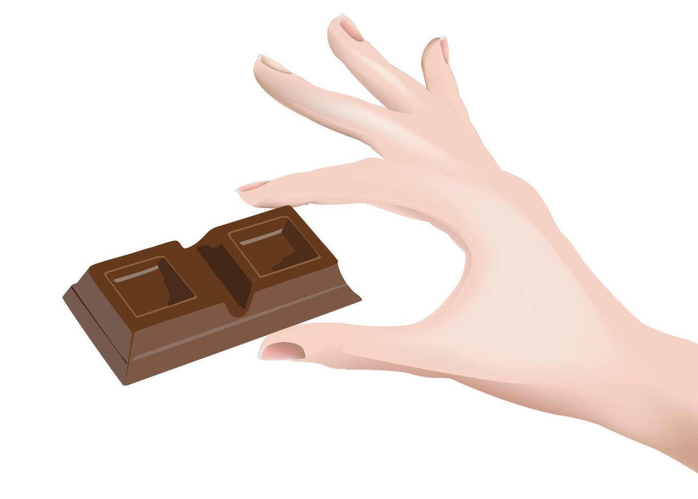 A hand holding a chocolate bar vector