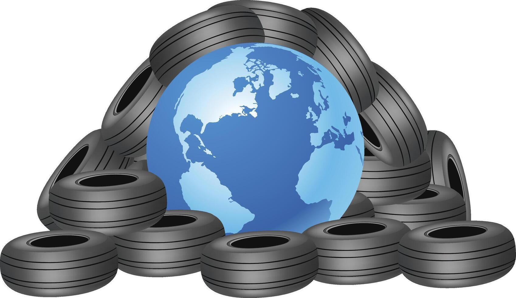 Earth globe and tires vector