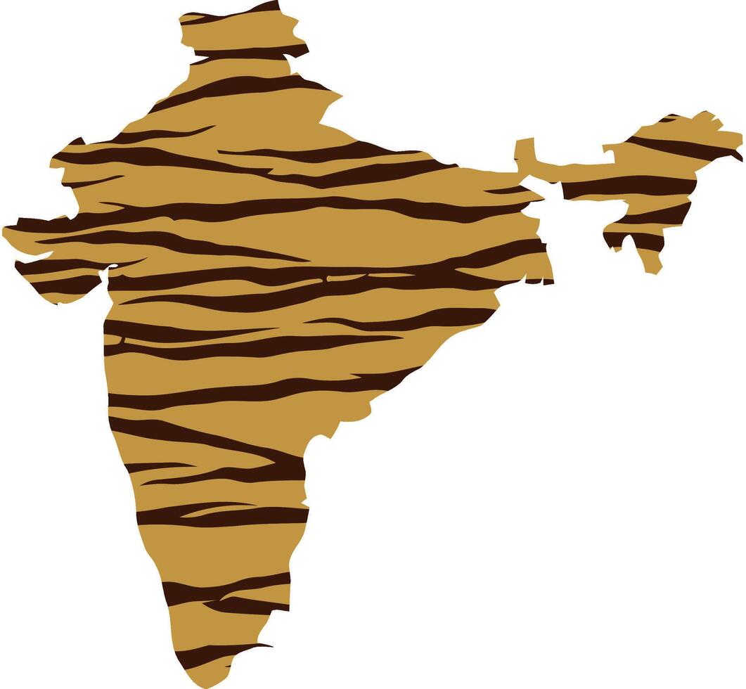 India map with tiger stripes vector
